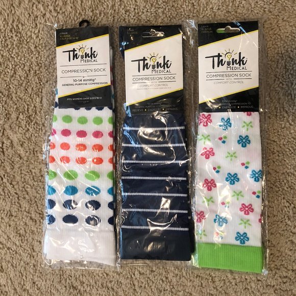 Think Medical Accessories - Lot of 3 Size XL Light Compression Socks